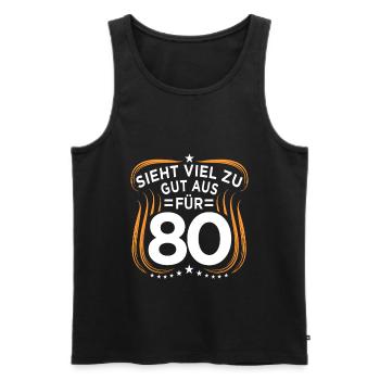 80. Geburtstag - Männer Premium Bio Tank Top - Schwarz - Vorne - AI Model Male 178 light (178cm)
