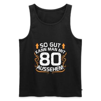 80. Geburtstag - Männer Premium Bio Tank Top - Schwarz - Vorne - AI Model Male 178 light (178cm)