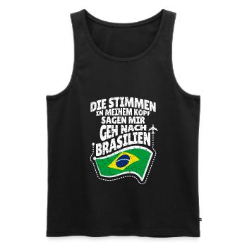 Brasilien - Männer Premium Bio Tank Top - Schwarz - Vorne - Michal (187cm)
