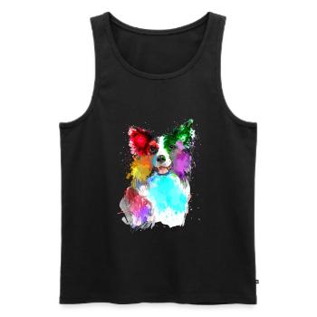 Border Collie - Men's Premium Organic Tank Top - black - Front - AI Model Male 178 light (178cm)