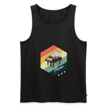 Piano Playing Piano Pianist Gift Sweet - Men's Premium Organic Tank Top - black - Front - AI Model Male 178 light (178cm)