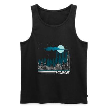 Budapest - Männer Premium Bio Tank Top - Schwarz - Vorne - AI Model Male 178 light (178cm)
