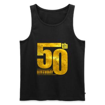 50ème anniversaire - Débardeur bio Premium Homme - noir - Devant - Michal (187cm)