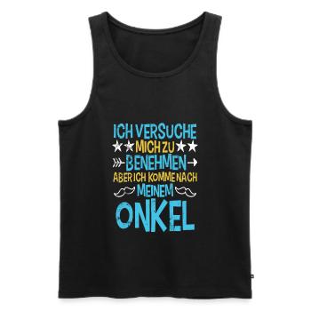 Onkel - Männer Premium Bio Tank Top - Schwarz - Vorne - Michal (187cm)