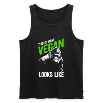 Vegan - Männer Premium Bio Tank Top - Schwarz - Vorne - Michal (187cm)