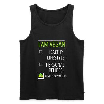 Vegan - Männer Premium Bio Tank Top - Schwarz - Vorne - Michal (187cm)