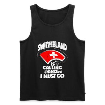 Switzerland - Men's Premium Organic Tank Top - black - Front - Michal (187cm)