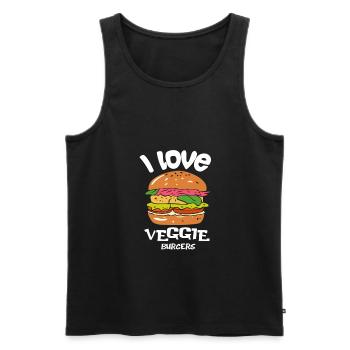 Veggie burger broccoli vegan - Men's Premium Organic Tank Top - black - Front - AI Model Male 178 light (178cm)