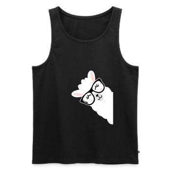 Cute Llama Alpaca gift jumping spit - Men's Premium Organic Tank Top - black - Front - AI Model Male 178 light (178cm)