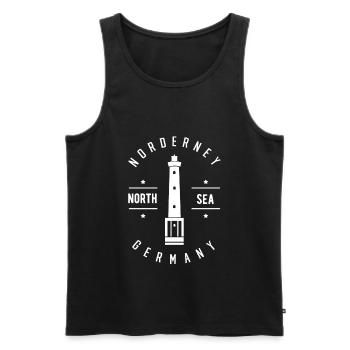 Norderney - Männer Premium Bio Tank Top - Schwarz - Vorne - AI Model Male 178 light (178cm)