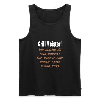 Grillmeister lustiger Spruch Grillen Fleisch Steak - Männer Premium Bio Tank Top - Schwarz - Vorne - Michal (187cm)
