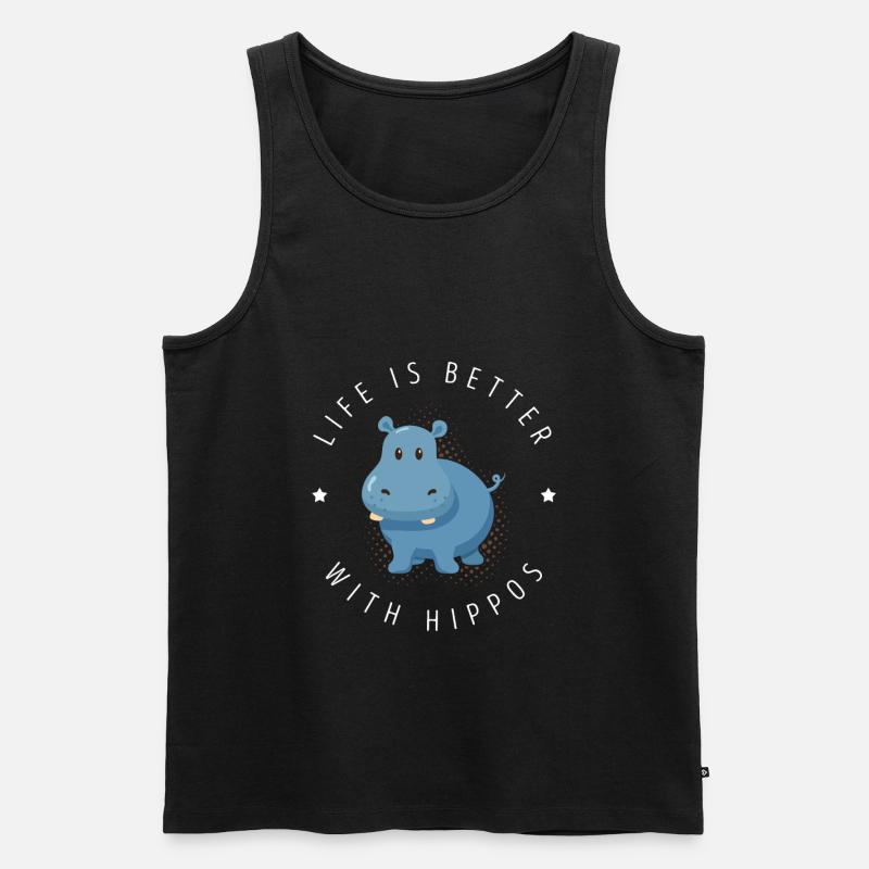Nilpferd - Männer Premium Bio Tank Top - Schwarz