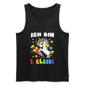 Schulkind 2020 Einhorn Unicorn Einschulung Schule - Männer Premium Bio Tank Top - Schwarz - Vorne - Michal (187cm)