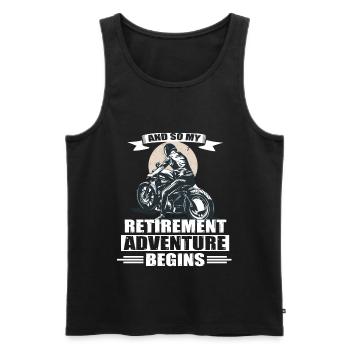 Motorcyclist Retiree Retirement Biker Gift - Men's Premium Organic Tank Top - black - Front - AI Model Male 178 light (178cm)