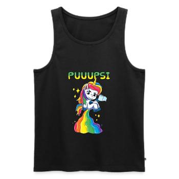 Furzendes Einhorn Pupsi Regenbogen - Männer Premium Bio Tank Top - Schwarz - Vorne - AI Model Male 178 light (178cm)