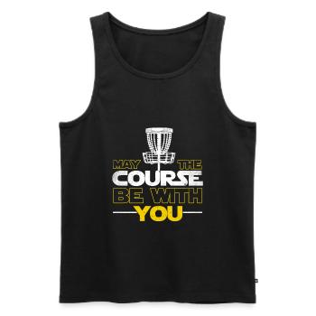 Frisbee - Men's Premium Organic Tank Top - black - Front - AI Model Male 178 light (178cm)