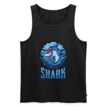 Haiflosse Hai Meer Haifisch Flosse Ozean Shark - Männer Premium Bio Tank Top - Schwarz - Vorne - AI Model Male 178 light (178cm)