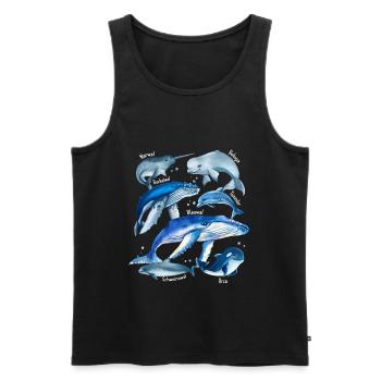 Whale species Various whales Blue whale orca narwhal Bel - Men's Premium Organic Tank Top - black - Front - AI Model Male 178 light (178cm)