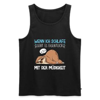 Ich Schlafe Faultier Schlafen Lustige Sprüche Schl - Männer Premium Bio Tank Top - Schwarz - Vorne - Michal (187cm)