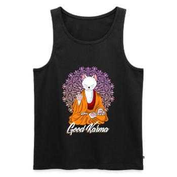 Cat - Men's Premium Organic Tank Top - black - Front - AI Model Male 178 light (178cm)