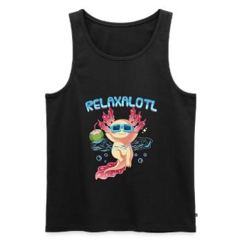 Relaxalotl Axolotl Urlaub Strand Schwimmen - Männer Premium Bio Tank Top - Schwarz - Vorne - AI Model Male 178 light (178cm)