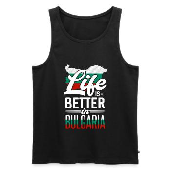 Bulgarien - Männer Premium Bio Tank Top - Schwarz - Vorne - AI Model Male 178 light (178cm)