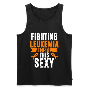 Cancer du sang Leucémie Conscience Boucle Orange - Débardeur bio Premium Homme - noir - Devant - Michal (187cm)