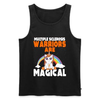 Multiple Sclerosis Magical Unicorn Orange Ribbon - Men's Premium Organic Tank Top - black - Front - AI Model Male 178 light (178cm)