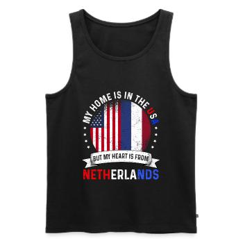 Dutch American Flag Dutch Roots USA Citizen - Männer Premium Bio Tank Top - Schwarz - Vorne - AI Model Male 178 light (178cm)