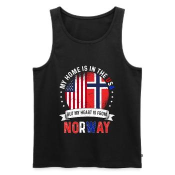 Norwegian American Flag Norwegian Roots USA - Männer Premium Bio Tank Top - Schwarz - Vorne - Michal (187cm)