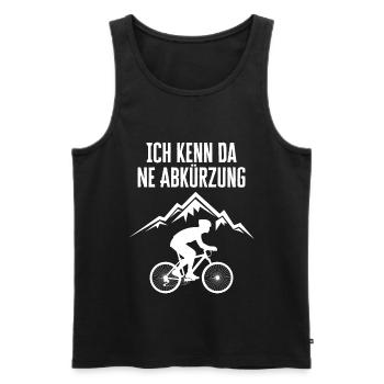 MIT DEM FAHRRAD UNTERWEGS IN DEN BERGEN - Männer Premium Bio Tank Top - Schwarz - Vorne - Michal (187cm)