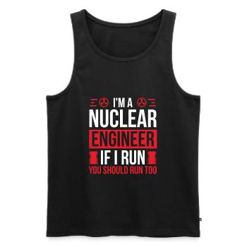 Ingénieur nucléaire You should run too Engineering - Débardeur bio Premium Homme - noir - Devant - AI Model Male 178 light (178cm)