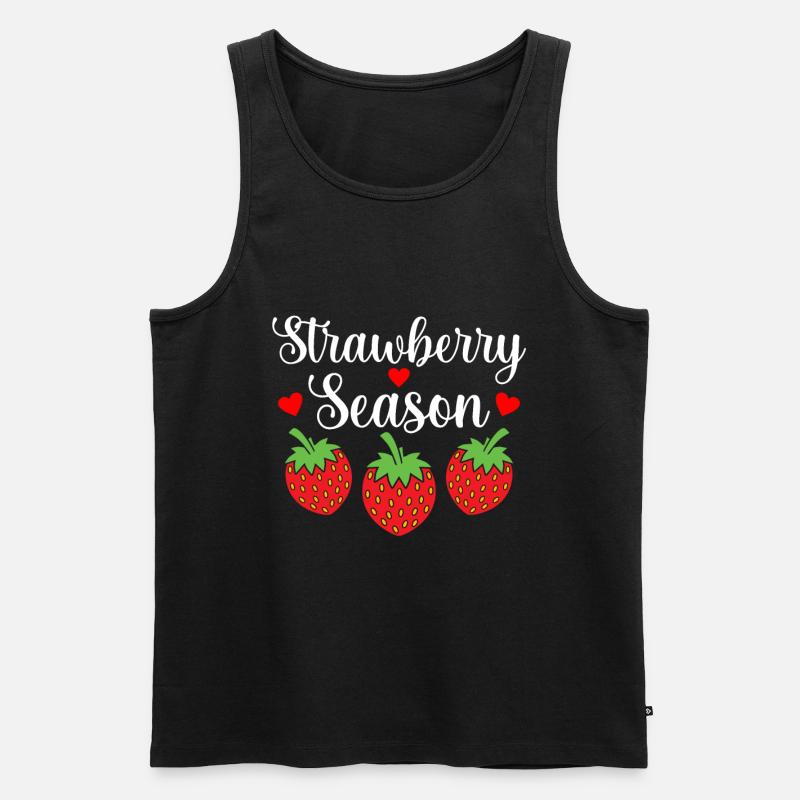 Erdbeere - Männer Premium Bio Tank Top - Schwarz