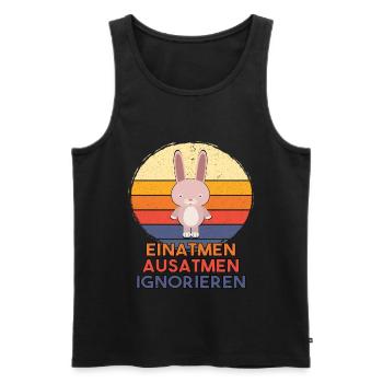 DER HASE ISST KAROTTEN UND IST ENTPANNT ALLEIN - Männer Premium Bio Tank Top - Schwarz - Vorne - AI Model Male 178 light (178cm)