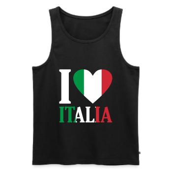 Italy - Men's Premium Organic Tank Top - black - Front - AI Model Male 178 light (178cm)