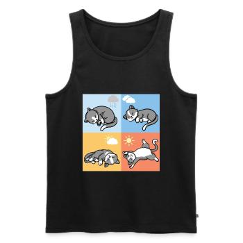 drôle de temps dormant les chats câlins tenue - Débardeur bio Premium Homme - noir - Devant - Michal (187cm)