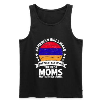 Arménien maman Maman Armenian American - Débardeur bio Premium Homme - noir - Devant - AI Model Male 178 light (178cm)