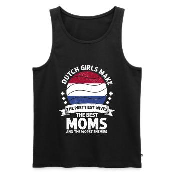Dutch Mom Netherlands Mama Dutch American - Débardeur bio Premium Homme - noir - Devant - AI Model Male 178 light (178cm)