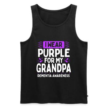 Dementia Awareness Purple Ribbon Grandfather - Débardeur bio Premium Homme - noir - Devant - AI Model Male 178 light (178cm)