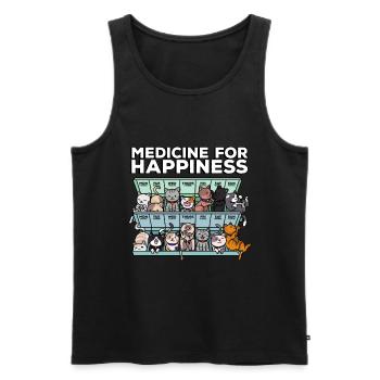 My medicine For happiness means cats - Men's Premium Organic Tank Top - black - Front - Michal (187cm)