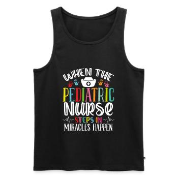 PEDS Nurse steps in Miracles Pediatric Nurse - Männer Premium Bio Tank Top - Schwarz - Vorne - AI Model Male 178 light (178cm)