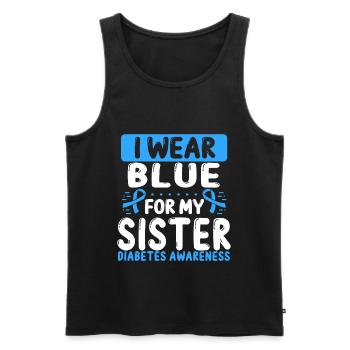 Sister Blue Ribbon Twin Diabetes Awareness - Men's Premium Organic Tank Top - black - Front - Michal (187cm)