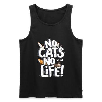 No cats no life cats Valentine's Day - Men's Premium Organic Tank Top - black - Front - AI Model Male 178 light (178cm)
