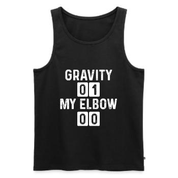 Drôle de coude cassé Gravité Survivant du coude cassé - Débardeur bio Premium Homme - noir - Devant - Michal (187cm)
