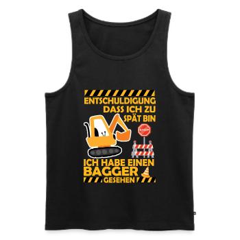 Ich habe einen Bagger gesehen Kinder Baustelle - Männer Premium Bio Tank Top - Schwarz - Vorne - Michal (187cm)