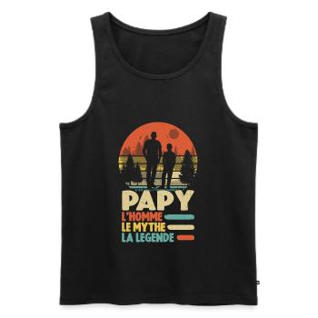 Papy L'homme Le Mythe La Légende - Débardeur bio Premium Homme - noir - Devant - Michal (187cm)