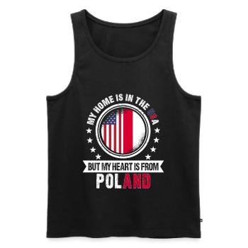 Drapeau polonais américain Cœur de Pologne Patriot - Débardeur bio Premium Homme - noir - Devant - Michal (187cm)