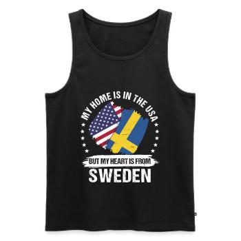 Patriote américain Suède Drapeau Racines suédoises - Débardeur bio Premium Homme - noir - Devant - AI Model Male 178 light (178cm)