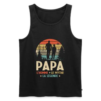 Papa L'homme Le Mythe La Légende - Débardeur bio Premium Homme - noir - Devant - Michal (187cm)