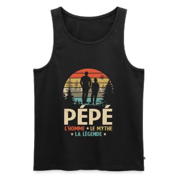 Pépé L'homme Le Mythe La Légende - Débardeur bio Premium Homme - noir - Devant - Michal (187cm)